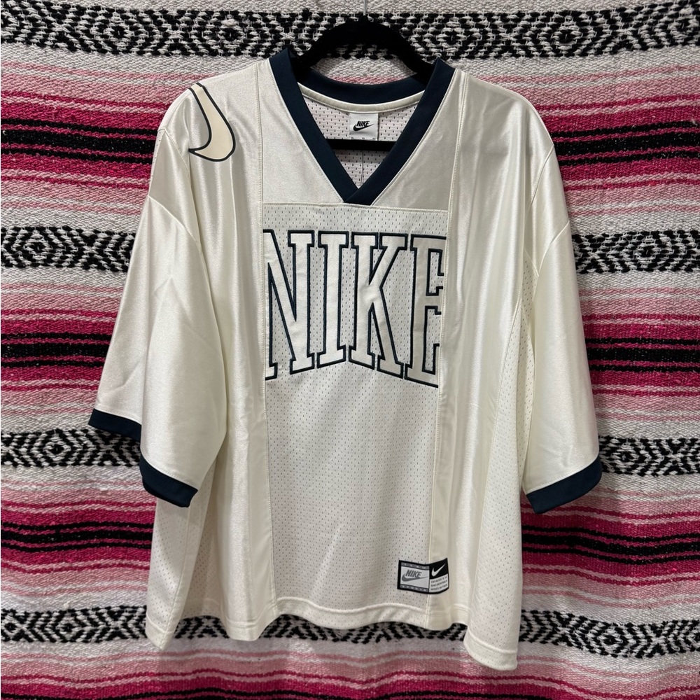 Nike White and Blue Sports Jersey
